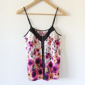 LC Lauren Conrad Zip Floral Tank
